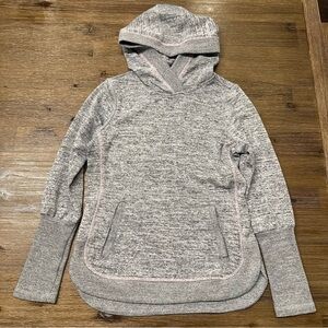 3/27$ 90 Degree By Reflex Girls Heather Grey Hoodie with Pink Stitching size 7/8